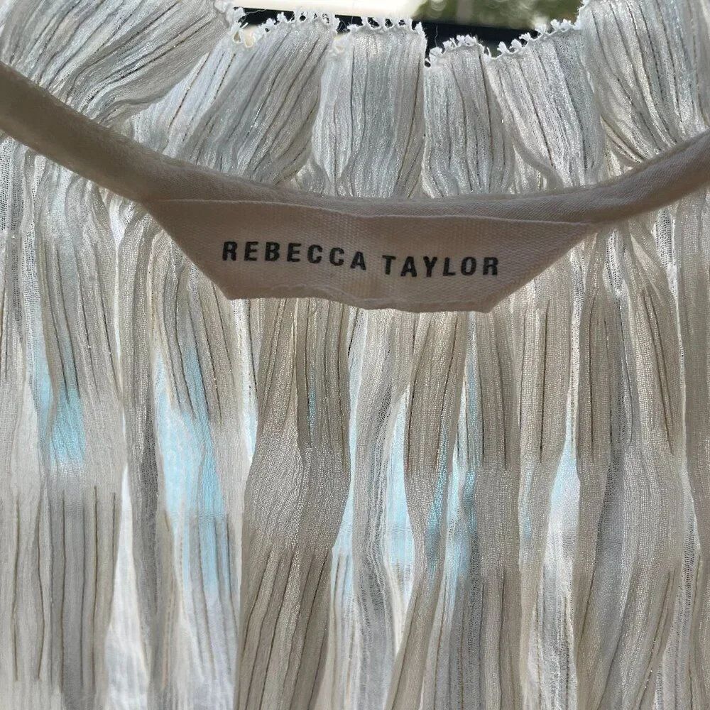 Rebecca Taylor- Gold Striped Cap Sleeve Blouse 100% silk